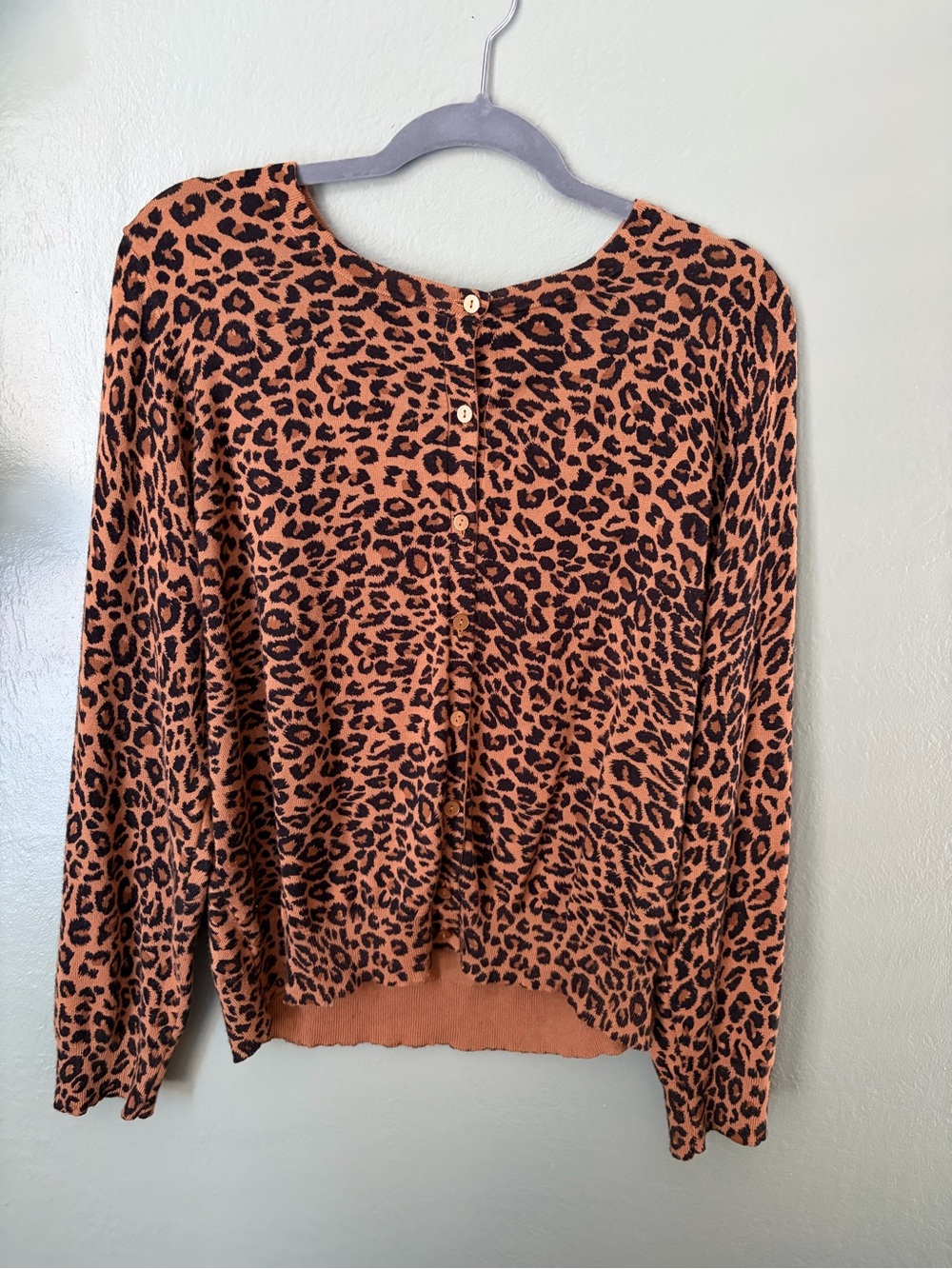 89th + Madison Leopard Print Cardigan Sweater XXL Brown Black